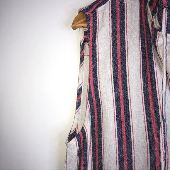 For Cynthia Coverup M Striped Blue/Red/White Pockets Hooded  Boho Hippy - Picture 4 of 10